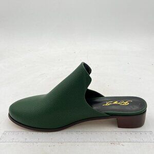 FOWT Darkgreen Closed Toe Mule Slip On Loafer Low Chunky Heel Slides Slippers